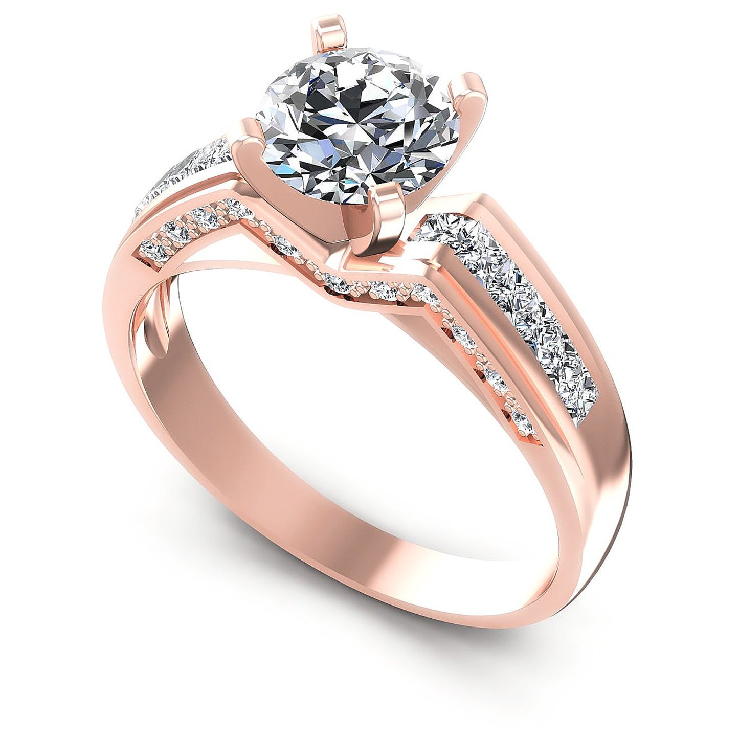0.80CT Round And Princess  Cut Diamonds Engagement Rings
