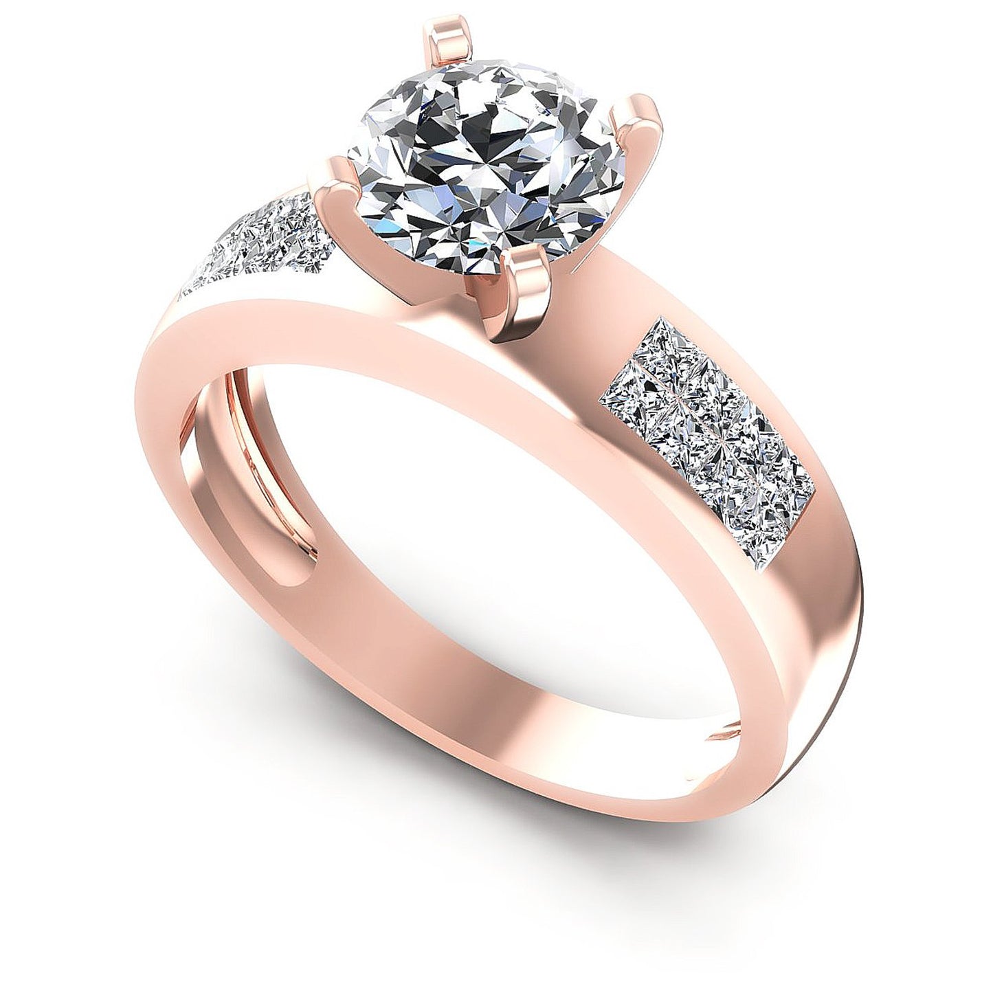 0.75CT Round And Princess  Cut Diamonds Engagement Rings