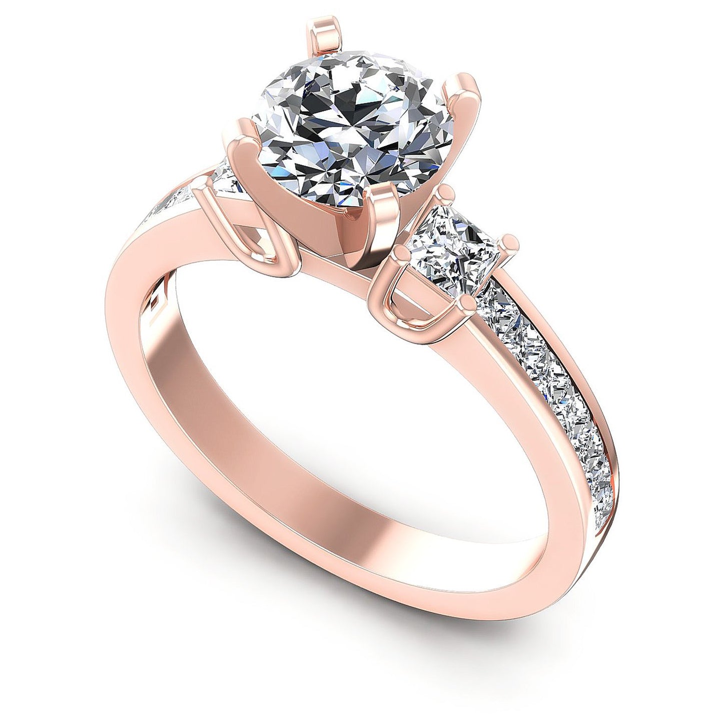 1.10CT Round And Princess  Cut Diamonds Engagement Rings