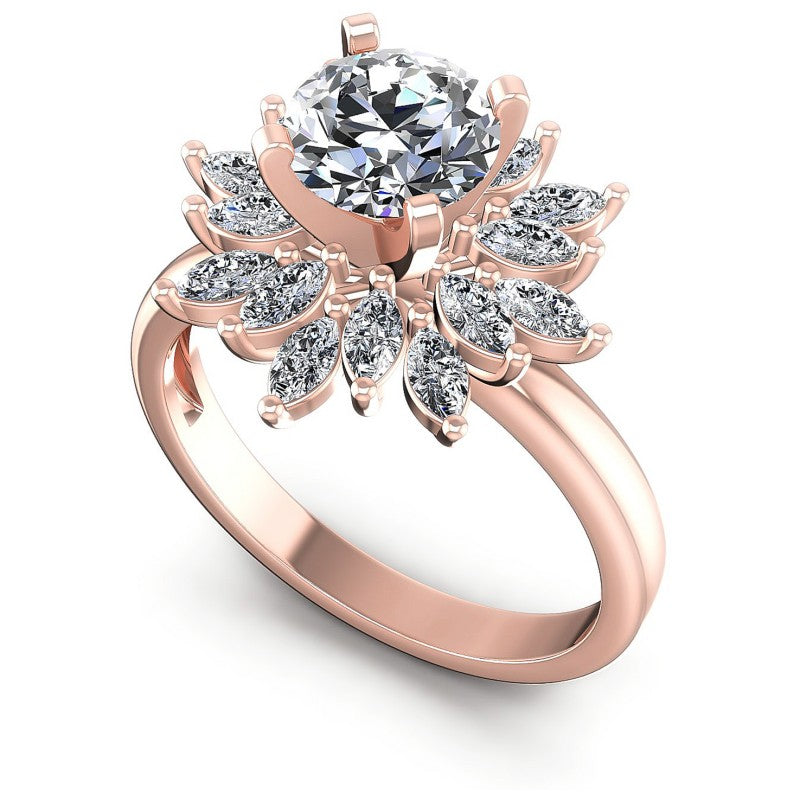 Round and Marquise Diamonds 1.05CT Engagement Ring in 18KT White Gold