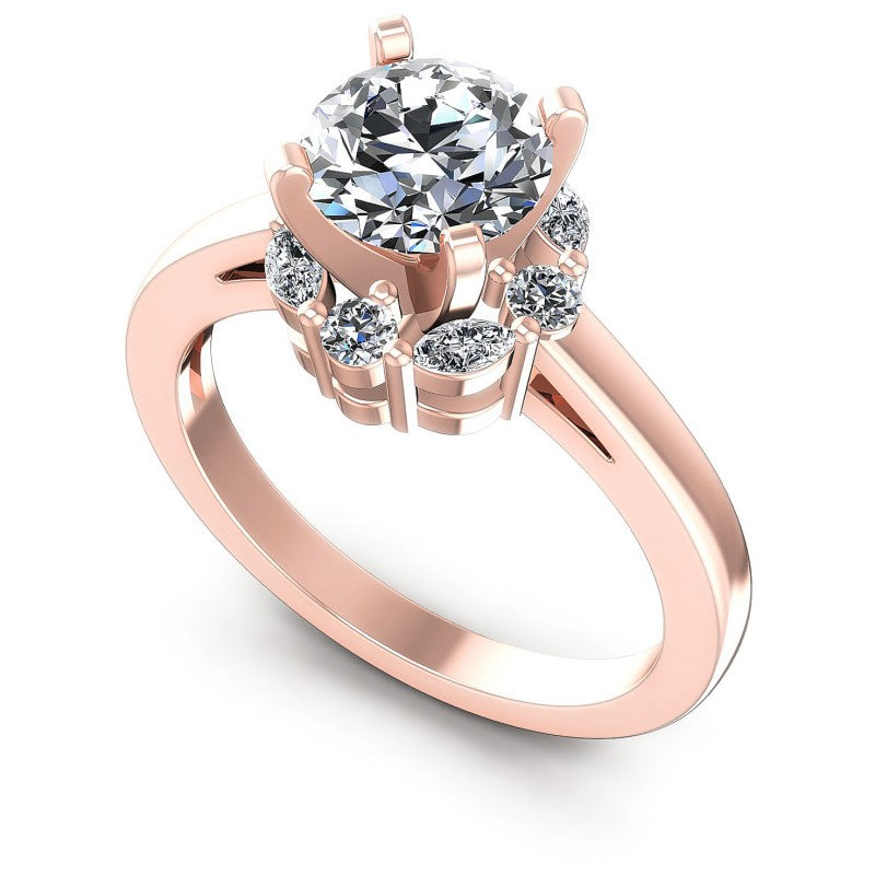Round and Marquise Diamonds 0.65CT Engagement Ring in 18KT White Gold