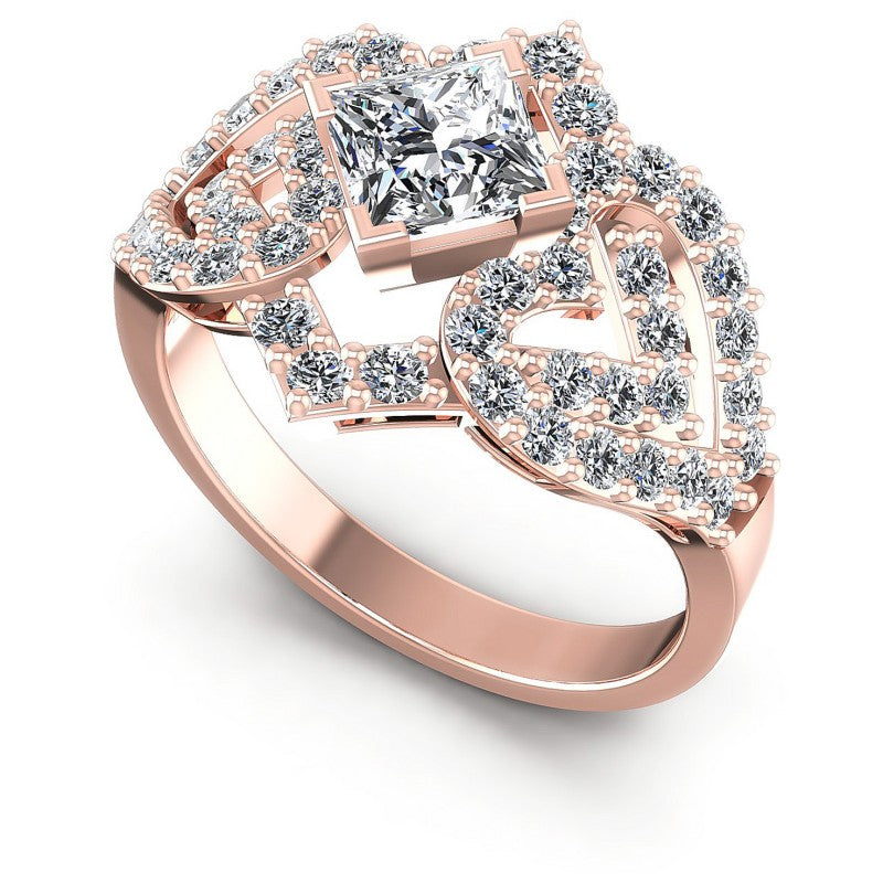 Princess and Round Diamonds 1.20CT Engagement Ring in 18KT White Gold