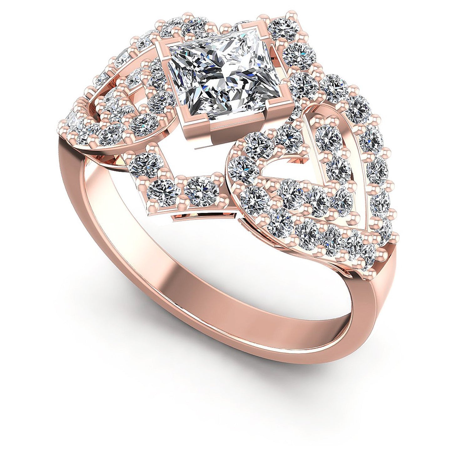 1.20CT Princess And Round  Cut Diamonds Engagement Rings