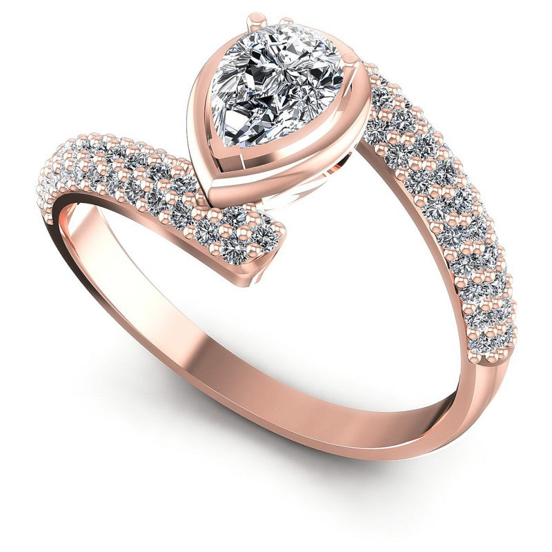 Round and Pear Diamonds 0.85CT Engagement Ring in 18KT White Gold