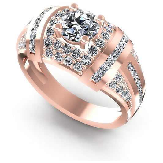Princess and Round Diamonds 1.50CT Halo Ring in 18KT White Gold
