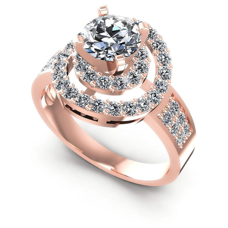 Round Diamonds 1.30CT Halo Ring in 18KT White Gold