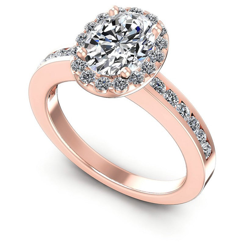 Round and Oval Diamonds 1.65CT Halo Ring in 18KT White Gold