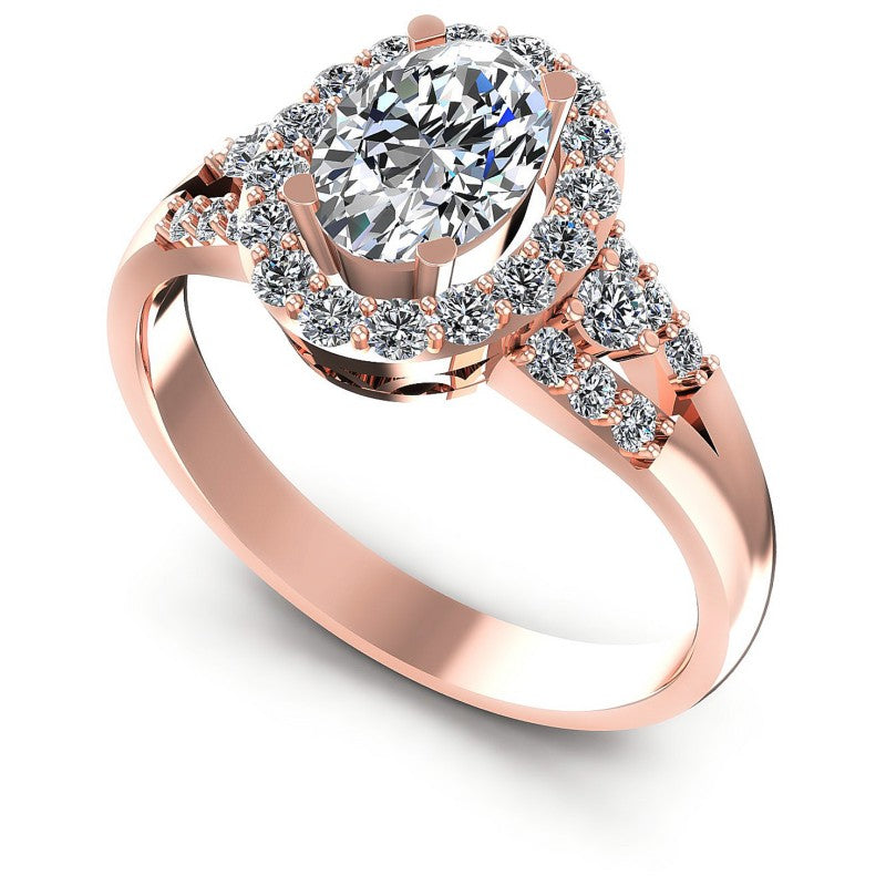 Round and Oval Diamonds 0.90CT Halo Ring in 18KT White Gold