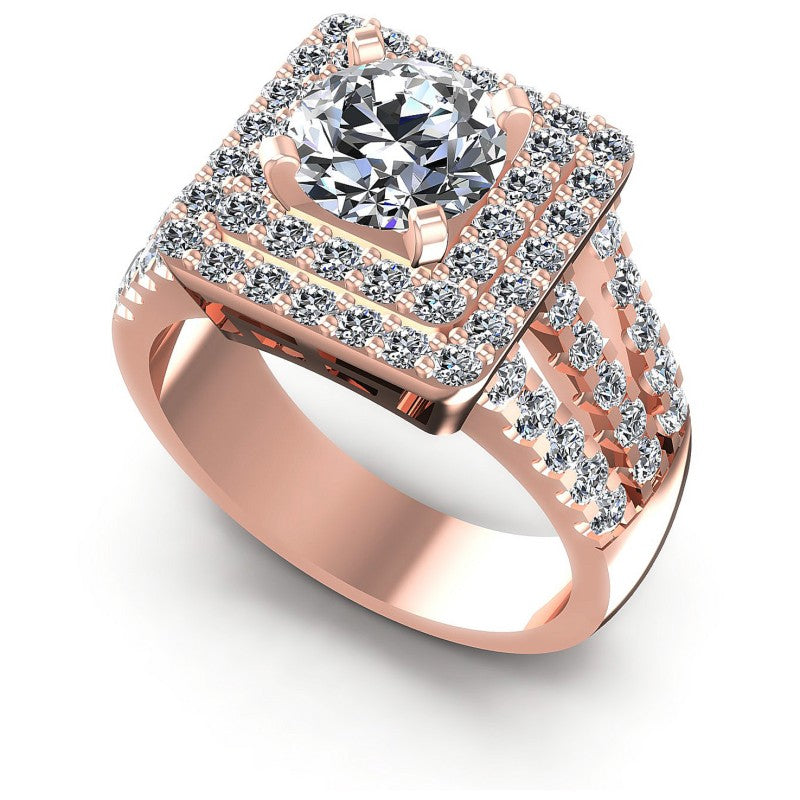 Round Diamonds 1.55CT Halo Ring in 18KT White Gold