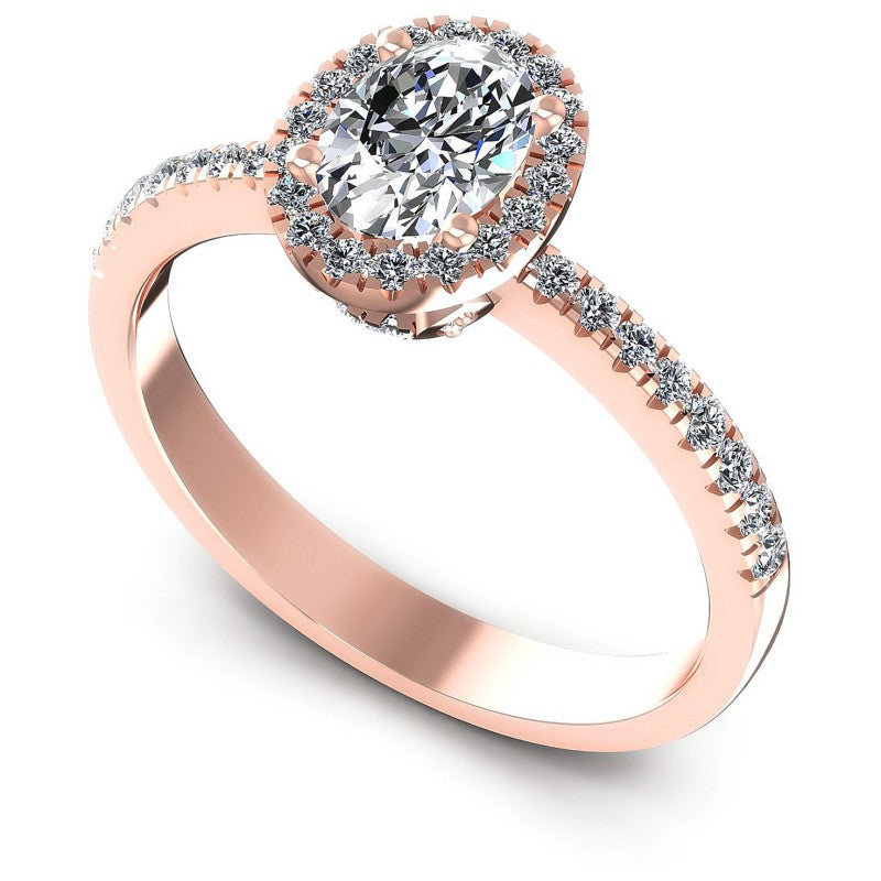 Round and Oval Diamonds 0.75CT Halo Ring in 18KT White Gold