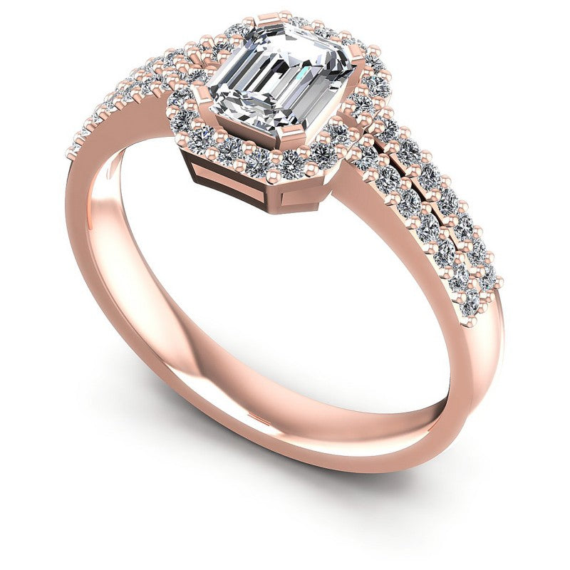 Round and Emerald Diamonds 0.65CT Halo Ring in 18KT White Gold