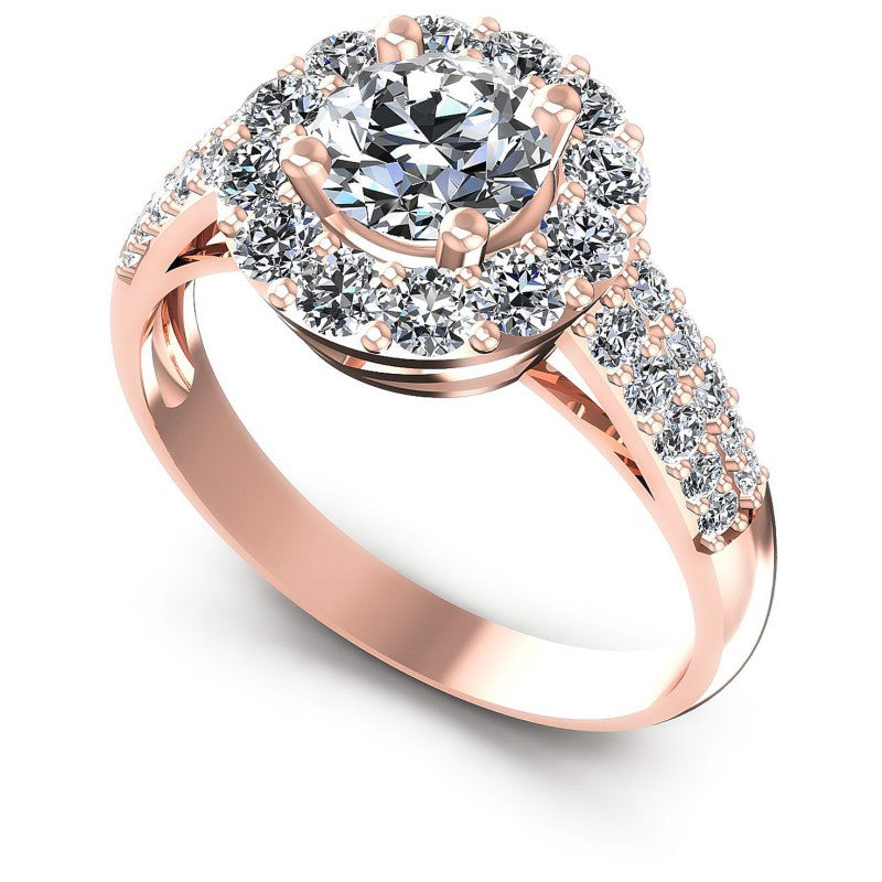 Round Diamonds 1.35CT Halo Ring in 18KT White Gold