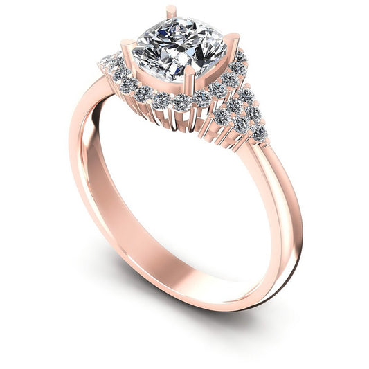 Round and Cushion Diamonds 0.65CT Halo Ring in 18KT White Gold
