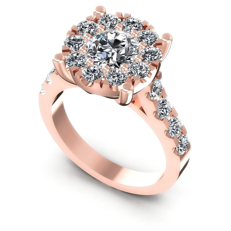 Round Diamonds 1.45CT Halo Ring in 18KT White Gold