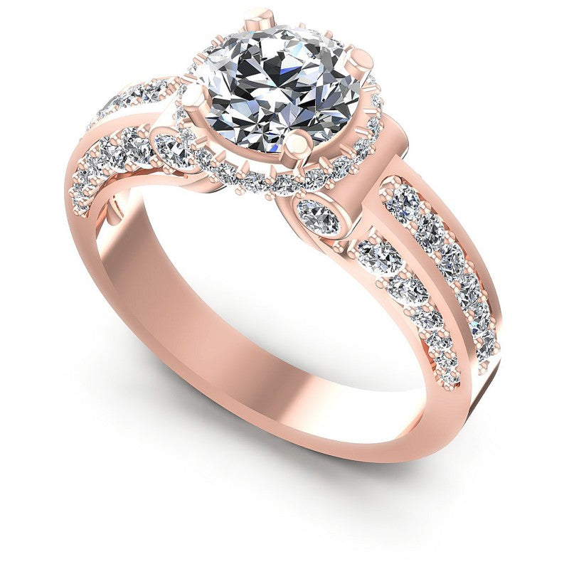 Round Diamonds 1.30CT Halo Ring in 18KT White Gold
