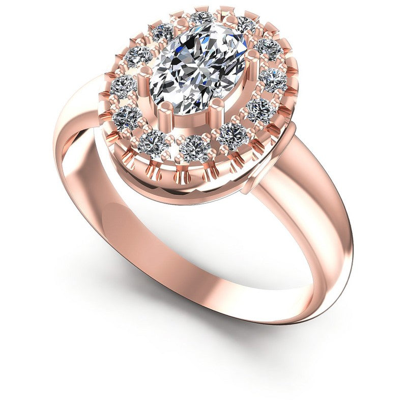 Round and Oval Diamonds 0.65CT Halo Ring in 18KT White Gold