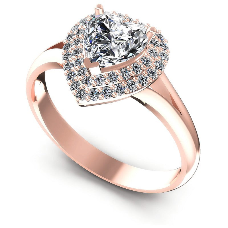 Round and Heart Diamonds 0.65CT Halo Ring in 18KT White Gold