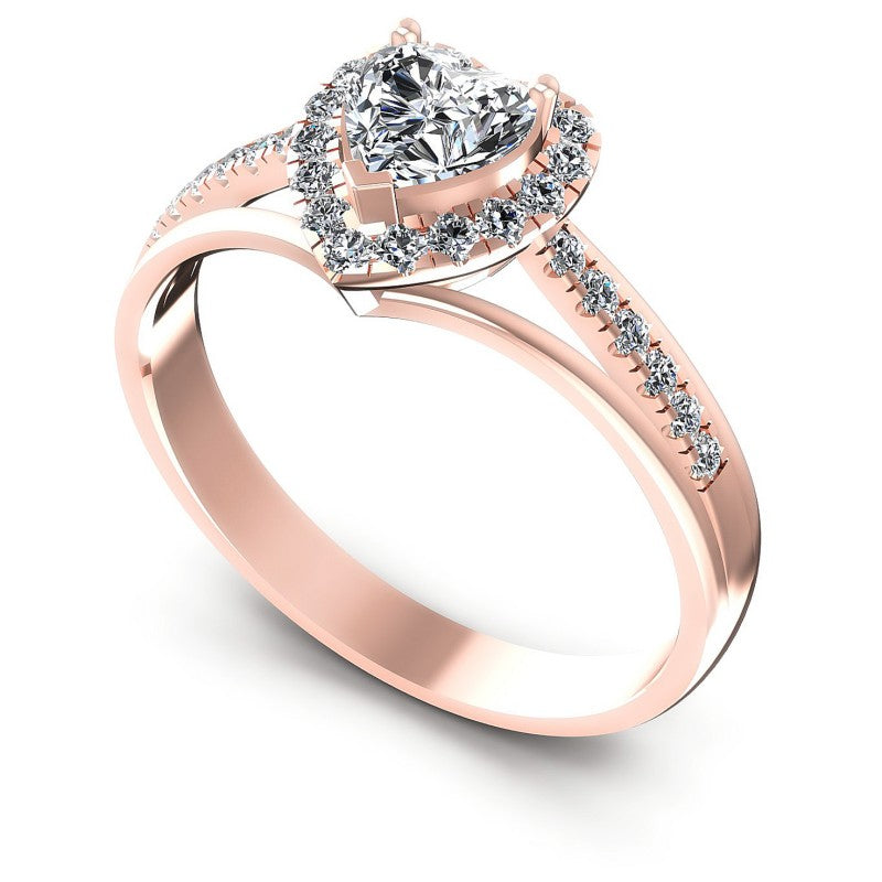 Round and Heart Diamonds 0.60CT Halo Ring in 18KT White Gold