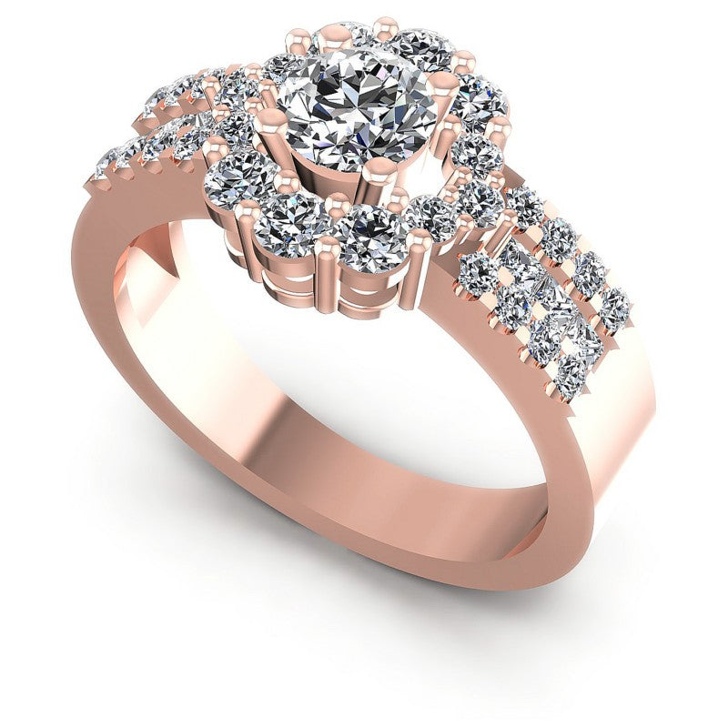 Princess and Round Diamonds 1.40CT Halo Ring in 18KT White Gold
