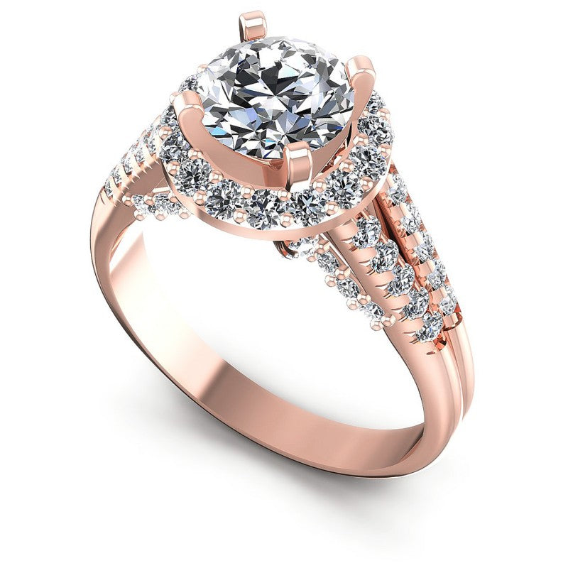 Round Diamonds 1.15CT Halo Ring in 18KT White Gold
