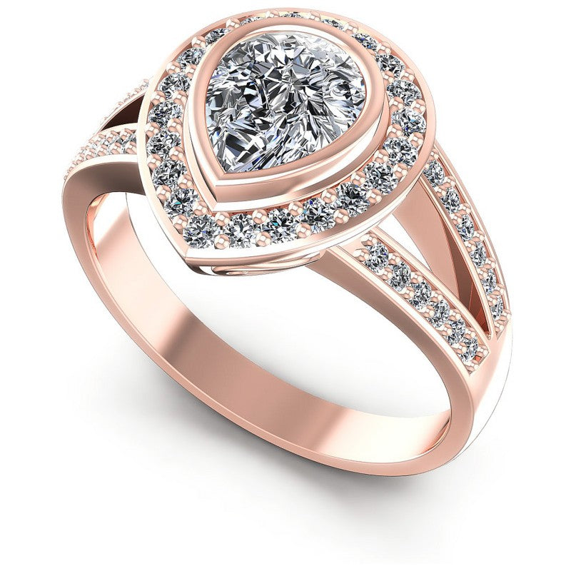 Round and Pear Diamonds 0.80CT Halo Ring in 18KT White Gold