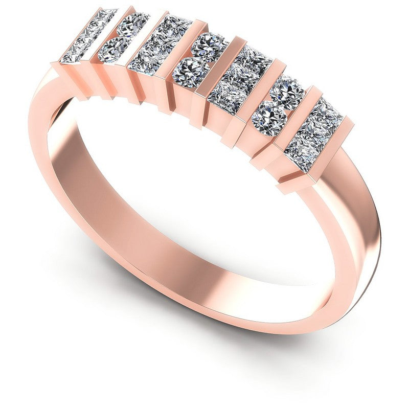 Princess and Round Diamonds 0.55CT Diamonds Wedding Band in 18KT White Gold