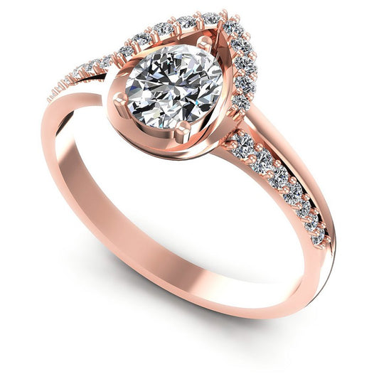 Round and Oval Diamonds 0.55CT Engagement Ring in 18KT White Gold
