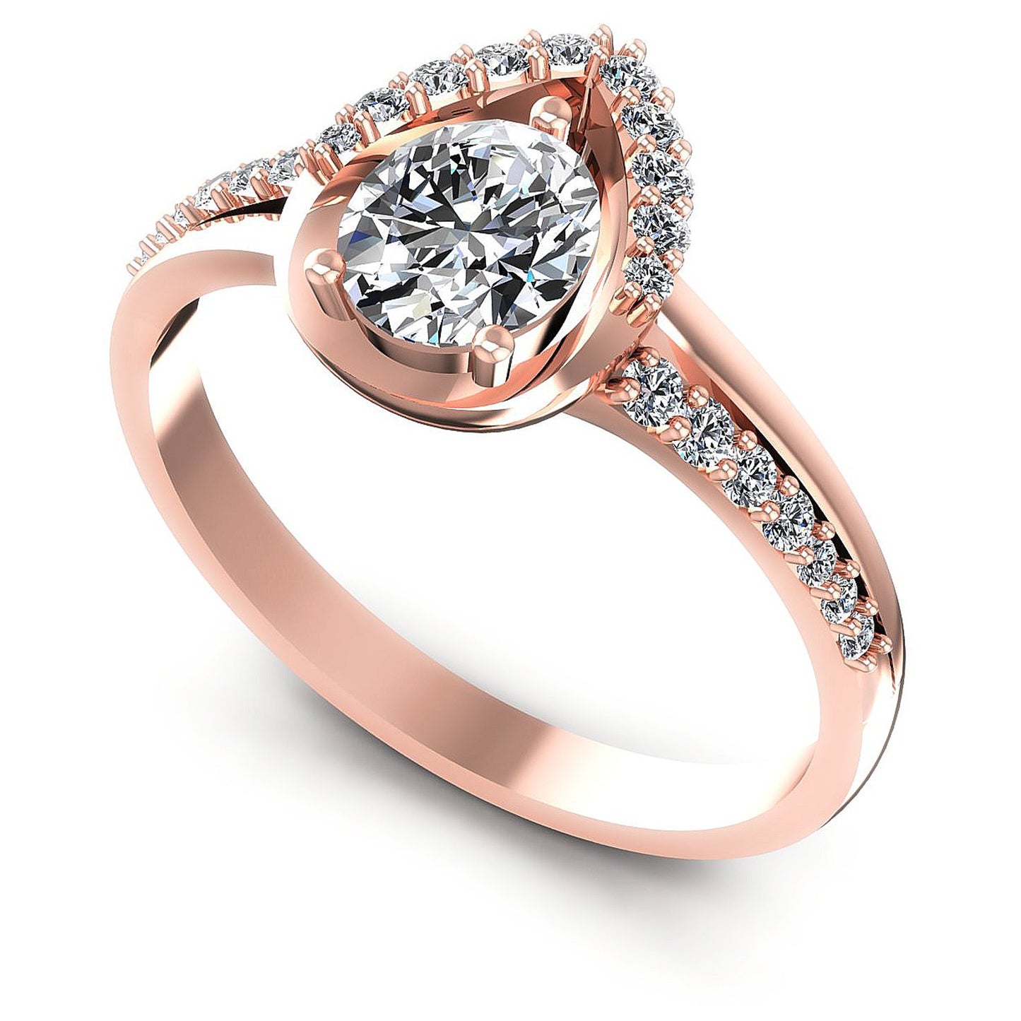 0.55CT Oval And Round  Cut Diamonds Engagement Rings