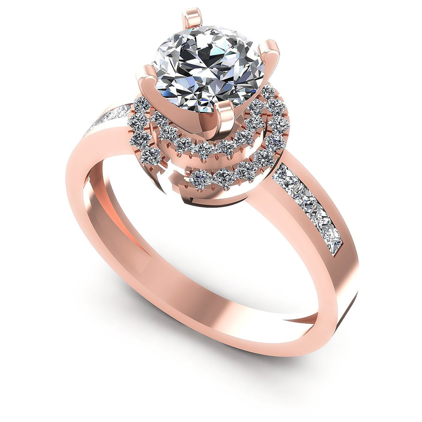 0.90CT Round And Princess  Cut Diamonds Engagement Rings