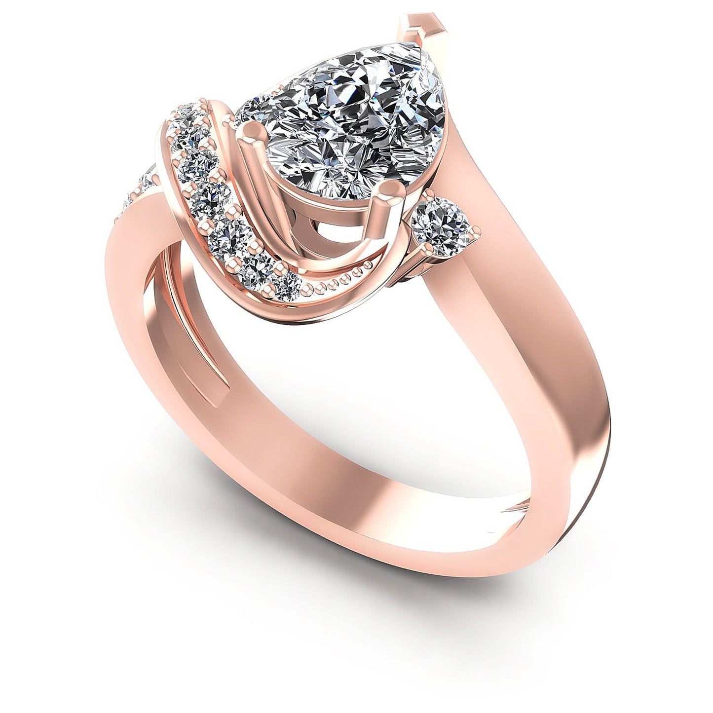 0.70CT Pear And Round  Cut Diamonds Engagement Rings