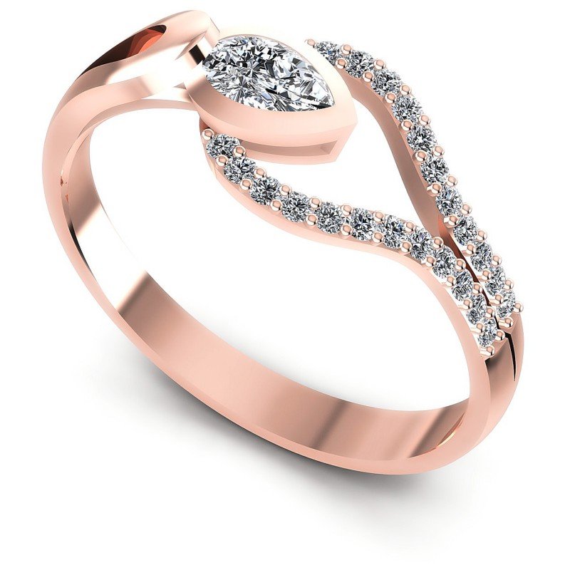 Round and Pear Diamonds 0.40CT Fashion Ring in 18KT White Gold