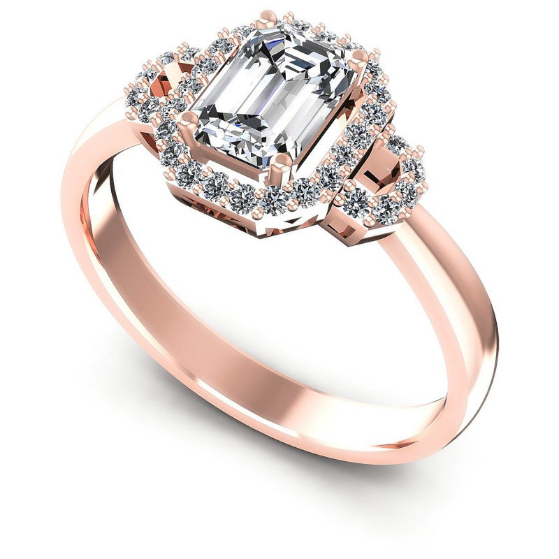 Round and Emerald Diamonds 0.55CT Halo Ring in 18KT White Gold