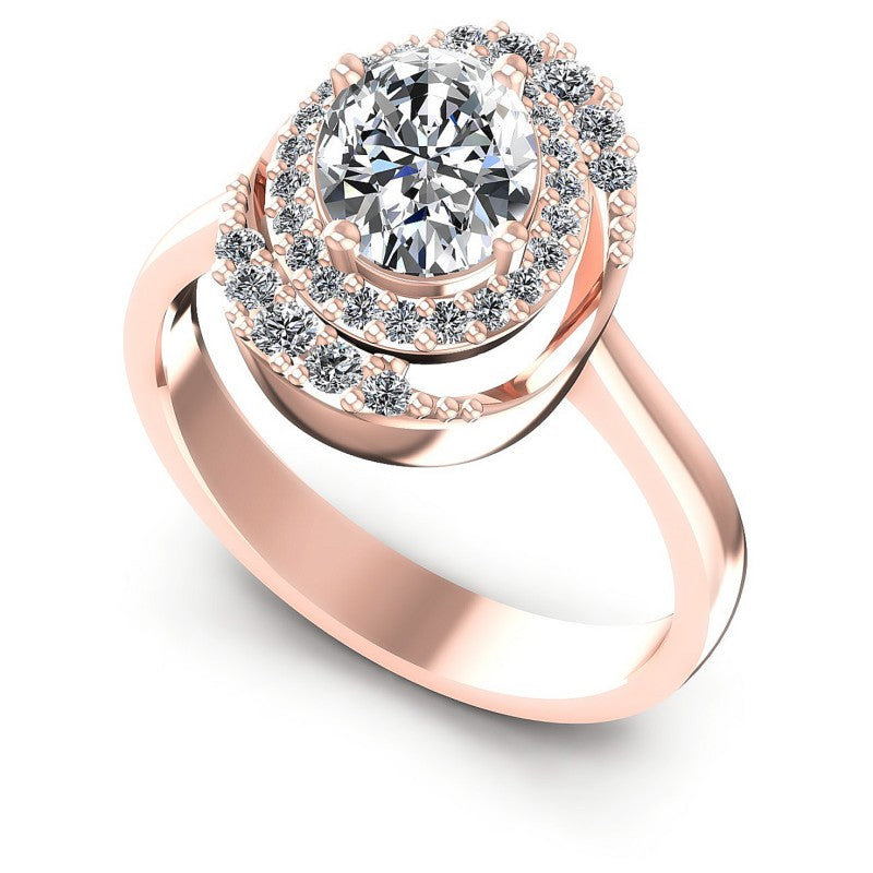 Round and Oval Diamonds 0.80CT Halo Ring in 18KT White Gold