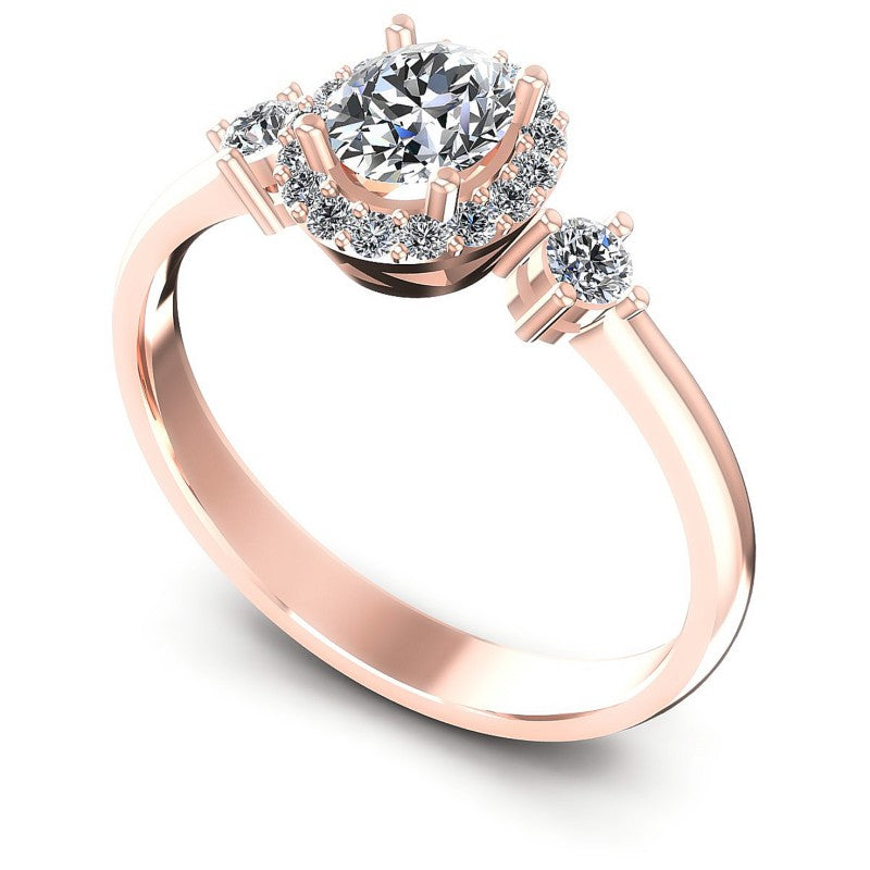 Round and Oval Diamonds 0.60CT Halo Ring in 18KT White Gold