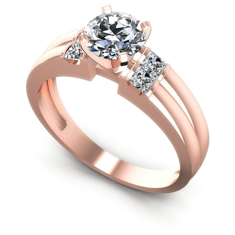 Princess and Round Diamonds 0.60CT Engagement Ring in 18KT White Gold