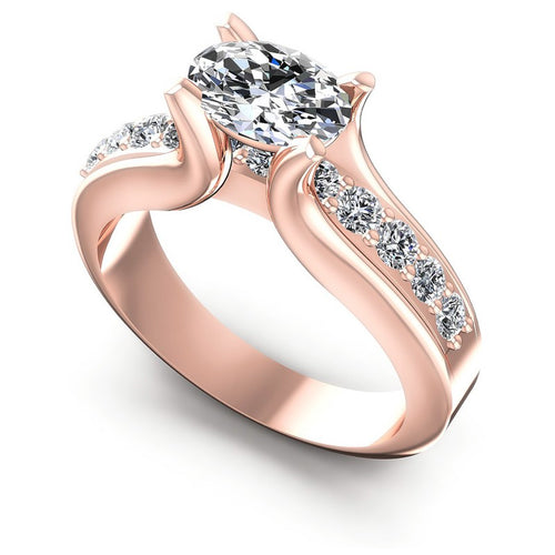 Round and Oval Diamonds 0.85CT Engagement Ring in 18KT White Gold