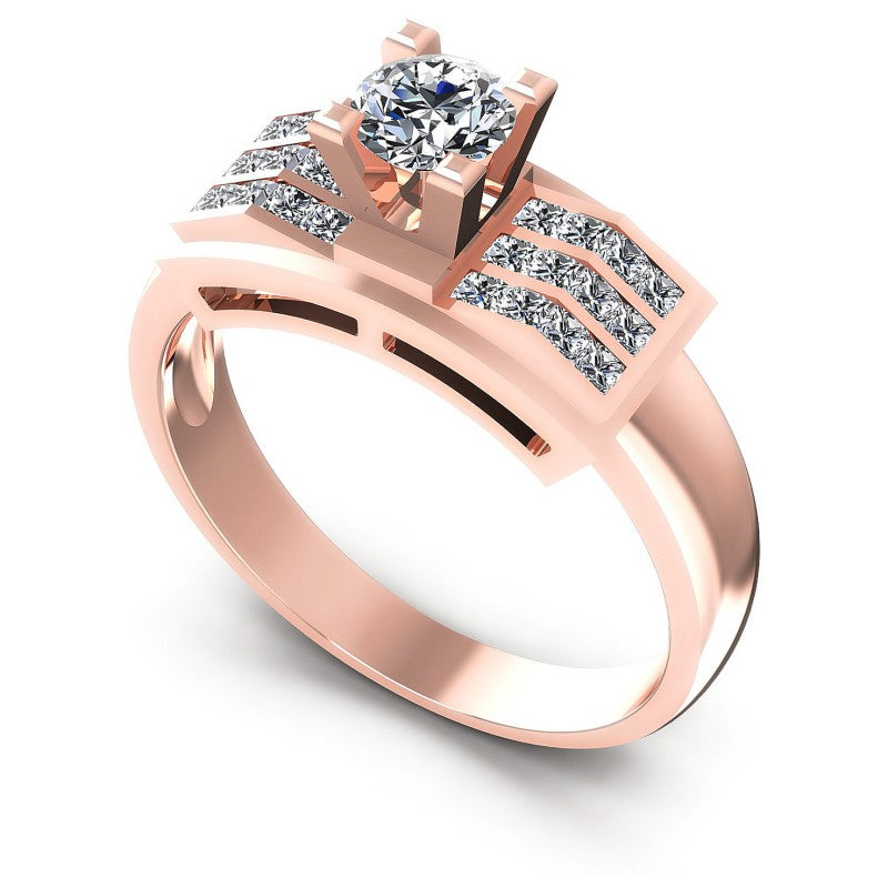 Princess and Round Diamonds 1.00CT Engagement Ring in 18KT White Gold