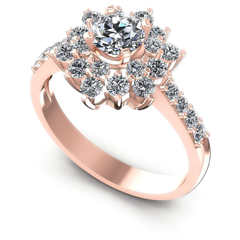 Round Diamonds 1.05CT Halo Ring in 18KT White Gold