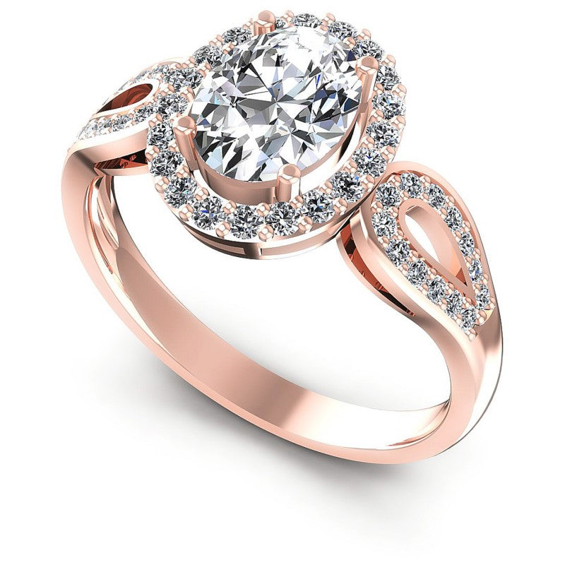 Round and Oval Diamonds 1.55CT Halo Ring in 18KT White Gold