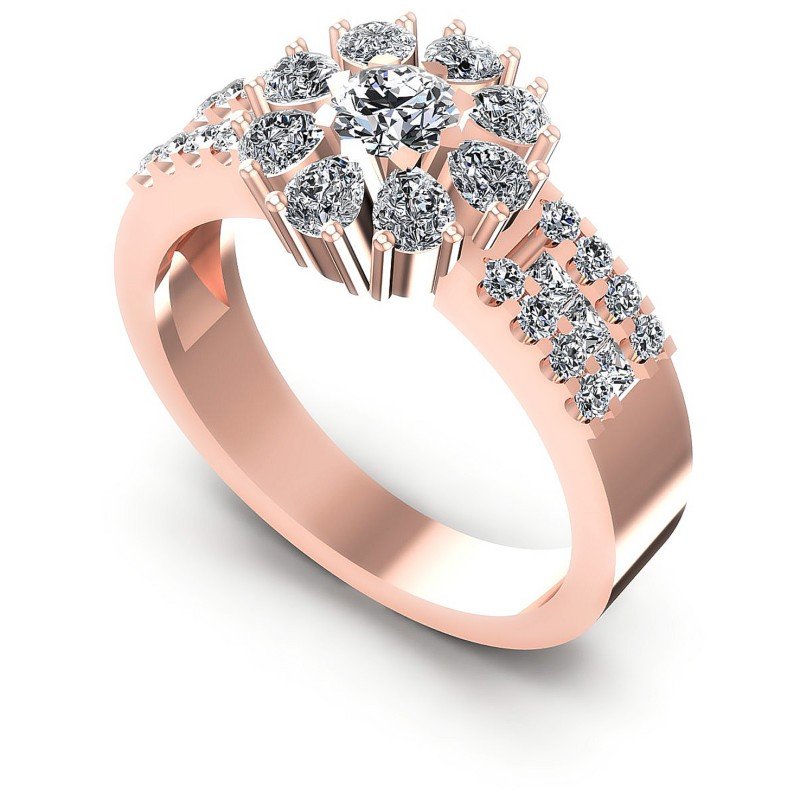 Princess and Round and Pear Diamonds 1.25CT Fashion Ring in 18KT White Gold