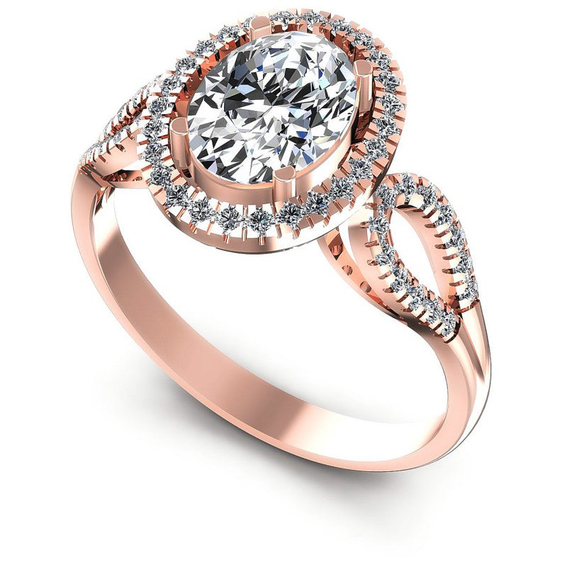 Round and Oval Diamonds 0.60CT Halo Ring in 18KT White Gold