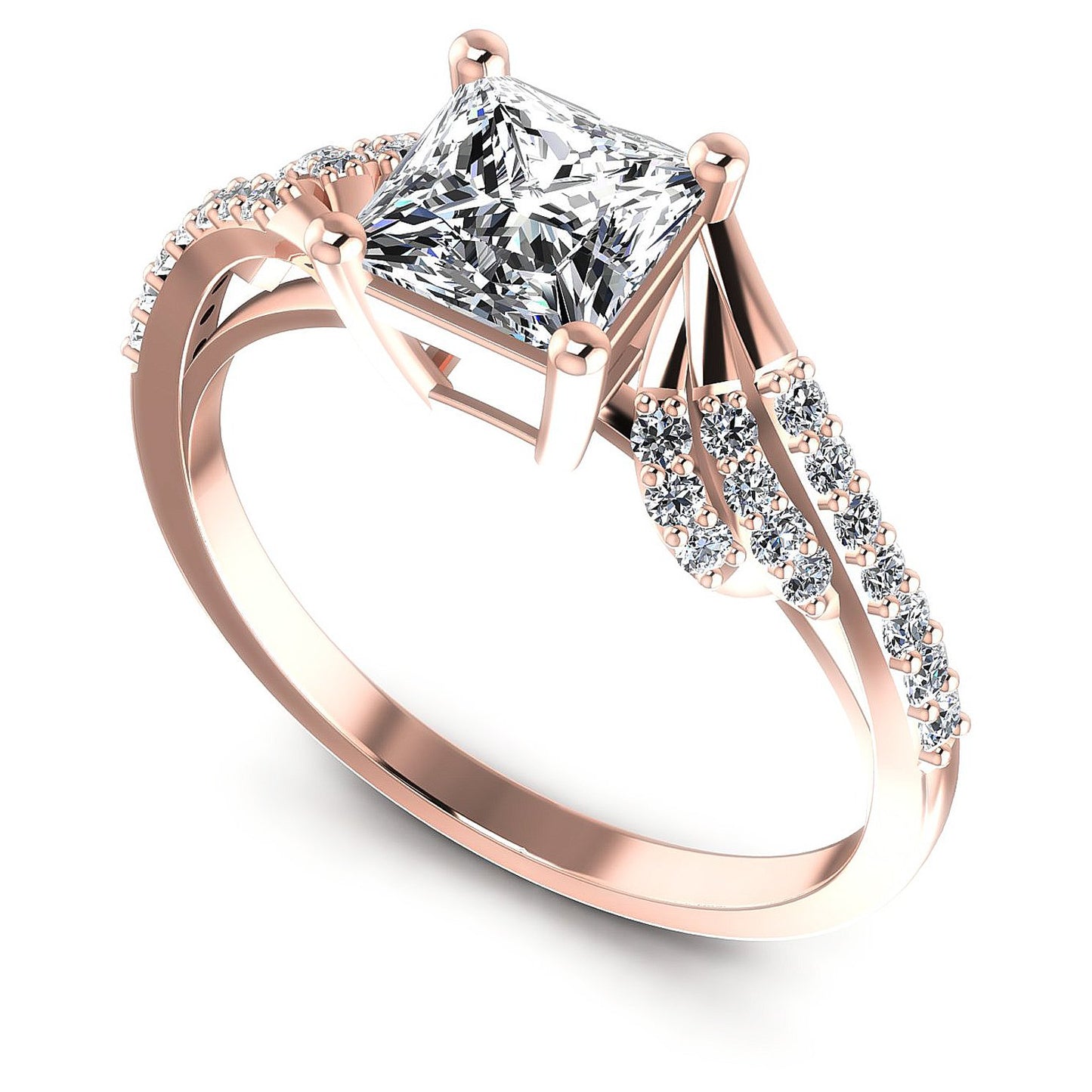 0.60CT Princess And Round  Cut Diamonds Engagement Rings
