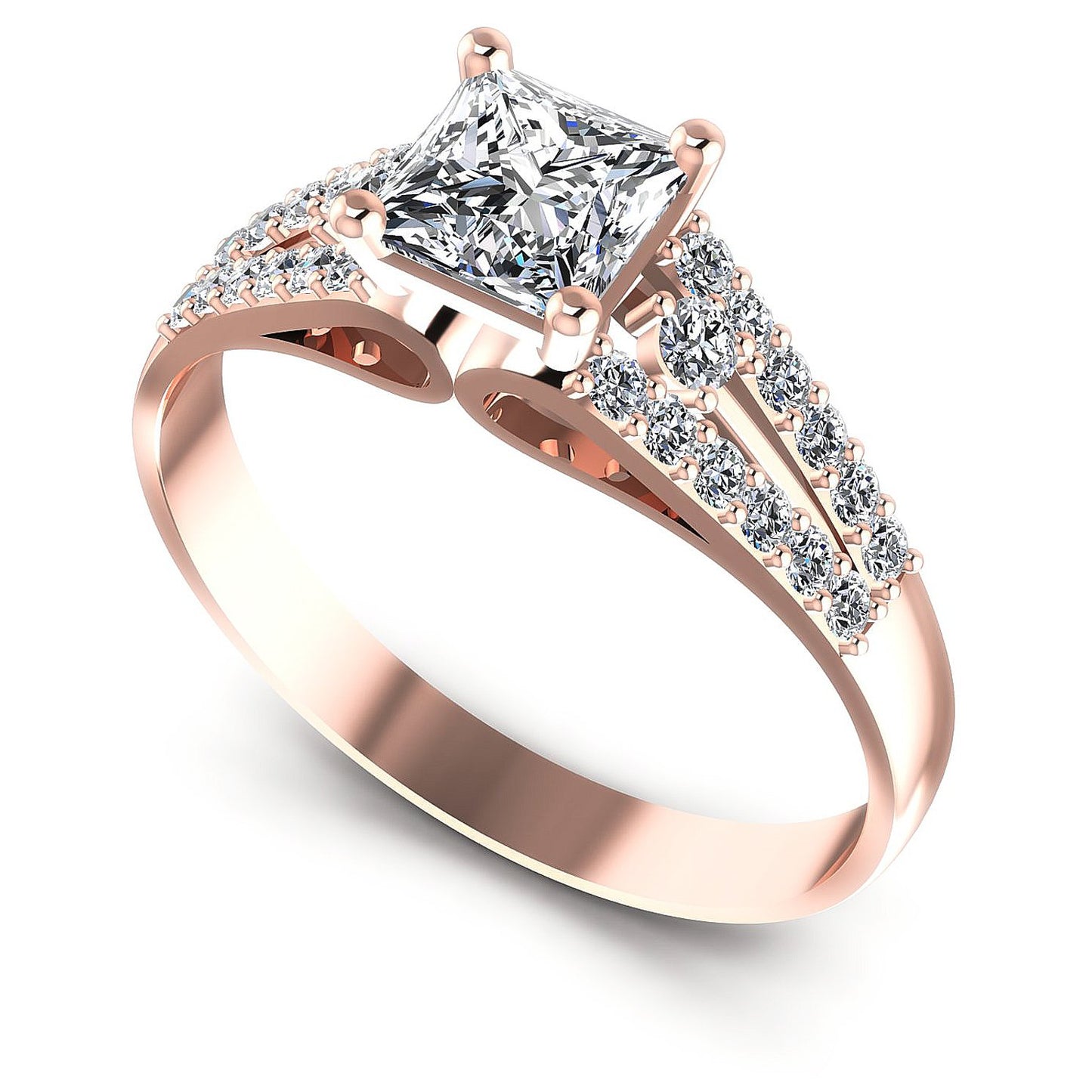 0.65CT Princess And Round  Cut Diamonds Engagement Rings