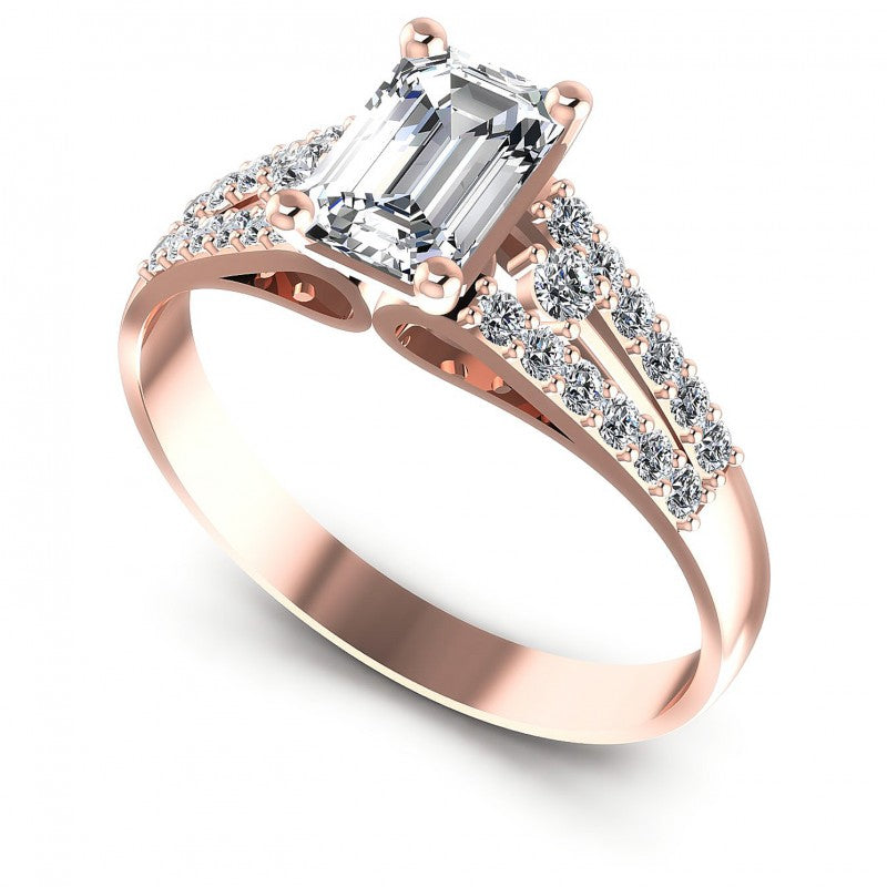 Round and Emerald Diamonds 0.65CT Engagement Ring in 18KT White Gold