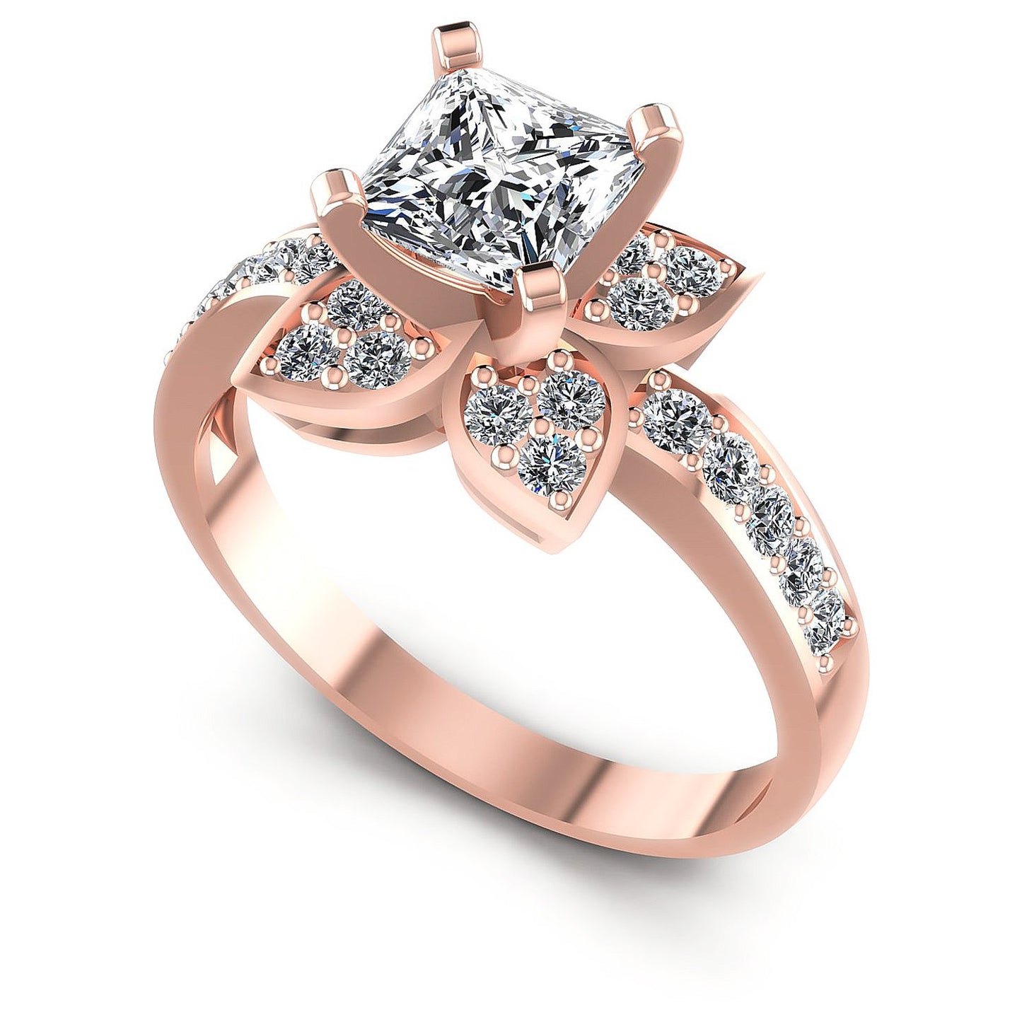 0.75CT Princess And Round  Cut Diamonds Engagement Rings