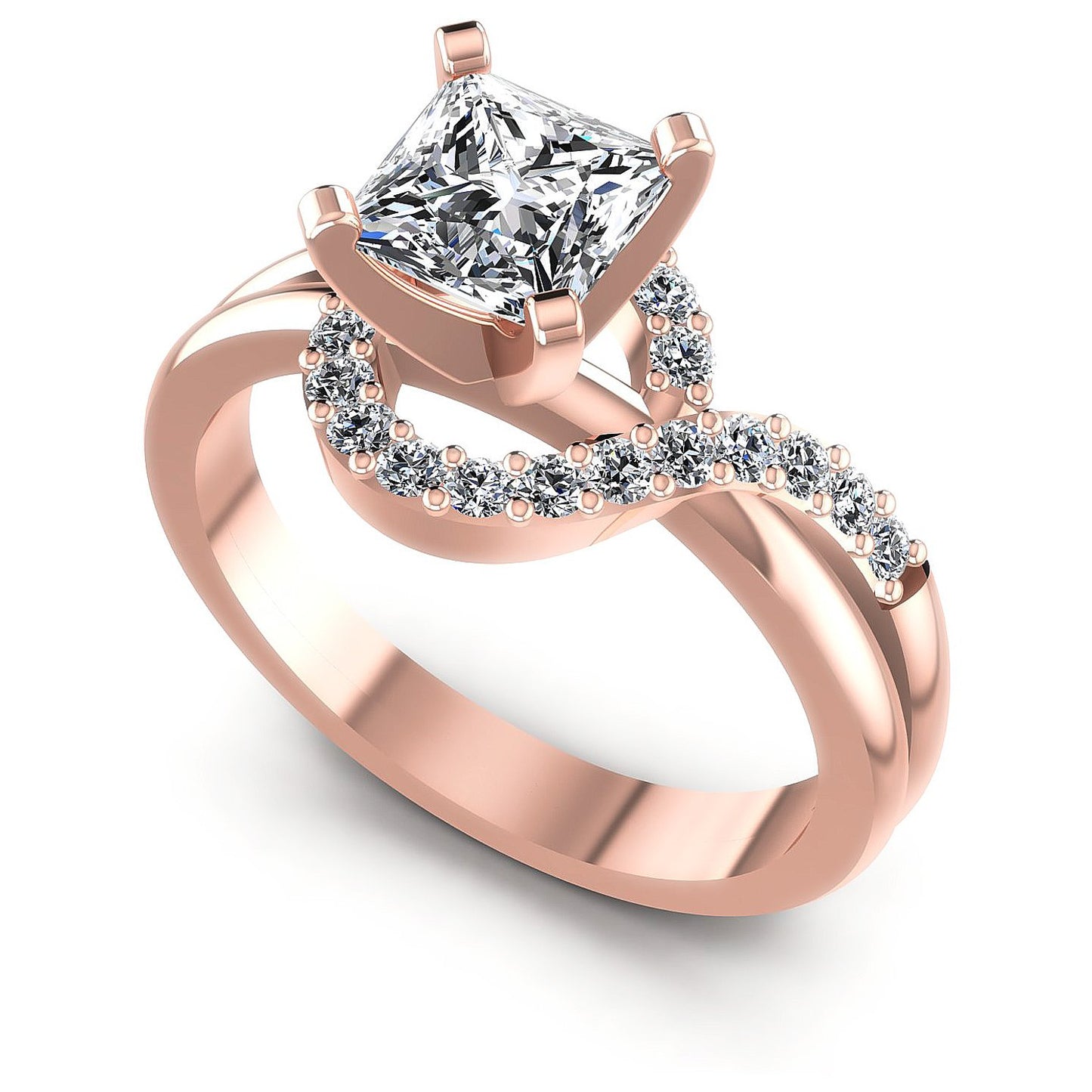 0.60CT Princess And Round  Cut Diamonds Engagement Rings