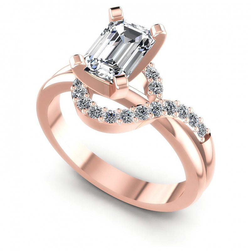 Round and Emerald Diamonds 0.60CT Engagement Ring in 18KT White Gold