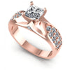 Princess and Round Diamonds 0.95CT Engagement Ring in 18KT White Gold