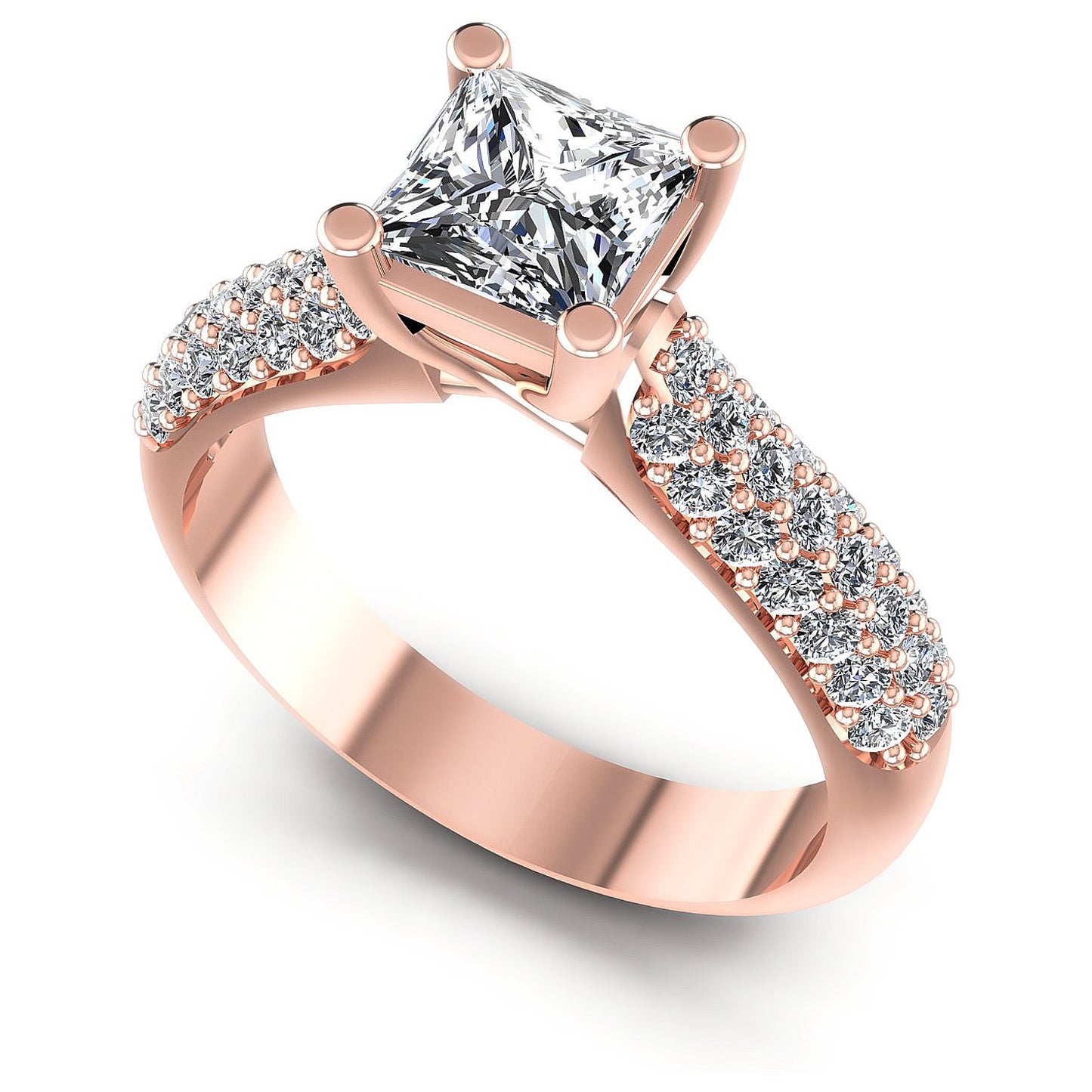 0.80CT Princess And Round  Cut Diamonds Engagement Rings