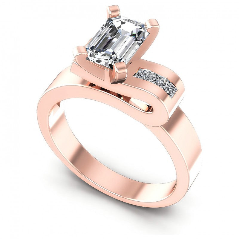 Princess and Emerald Diamonds 0.45CT Engagement Ring in 18KT White Gold